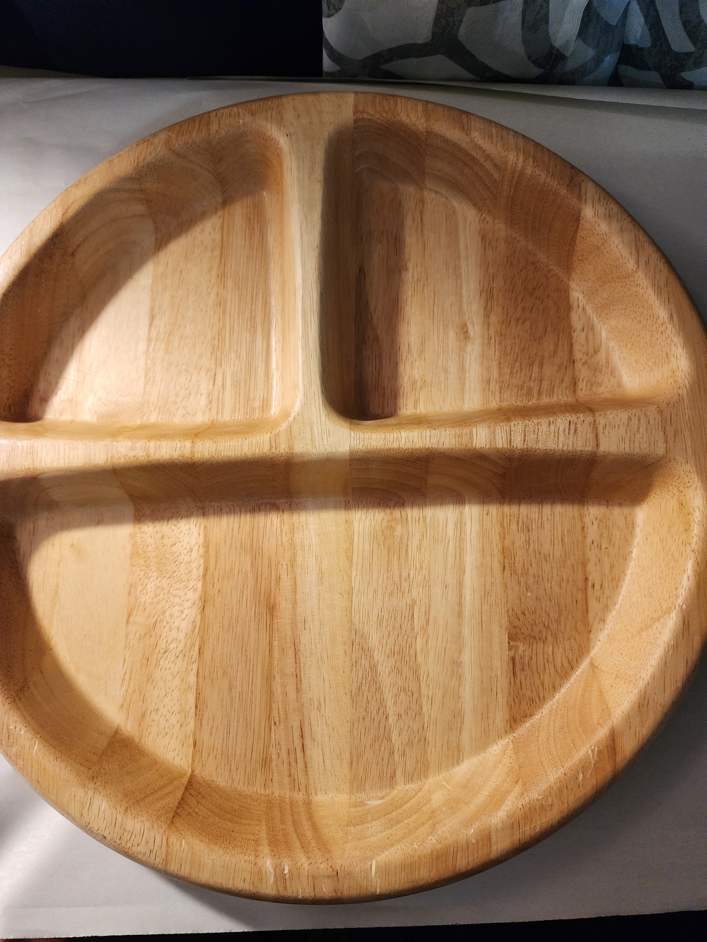 Serving Tray Vintage Made in Thailand Marketplace Wood Divided  Round Appetizer